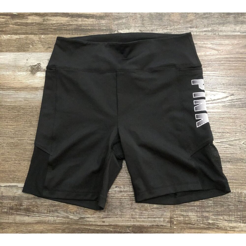 Victoria’s Secret PINK High Rise Bike Shorts Black Mesh & Pockets Medium Black